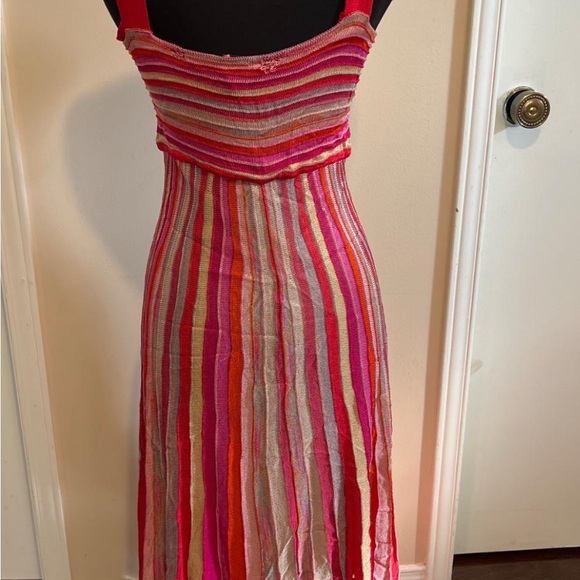 Missoni Pink and Orange Striped Maxi Knit Dress - Picture 2 of 6